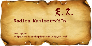 Radics Kapisztrán névjegykártya